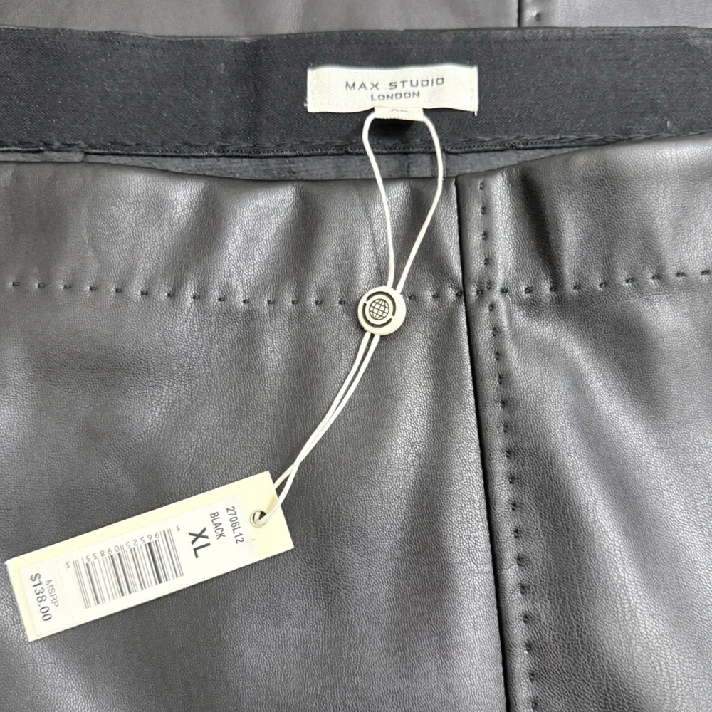Women’s Max Studio Black Faux Leather A Line Skirt